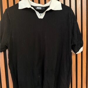 Black Polo Shirt with White Accents